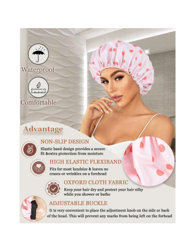 Gorro de Ducha Grande Reutilizable Luvruitaky Impermeable Satén