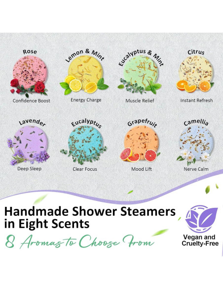 Bombas de Vapor de Ducha RUSEMLE - 8 Aromas Relajantes