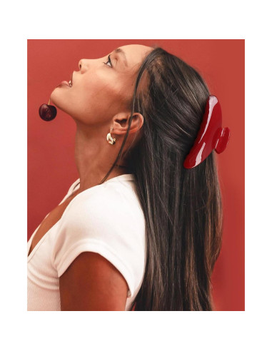 Clip de Acetato HAIMEIKANG 10.16 cm para Cabello Grueso Rojo