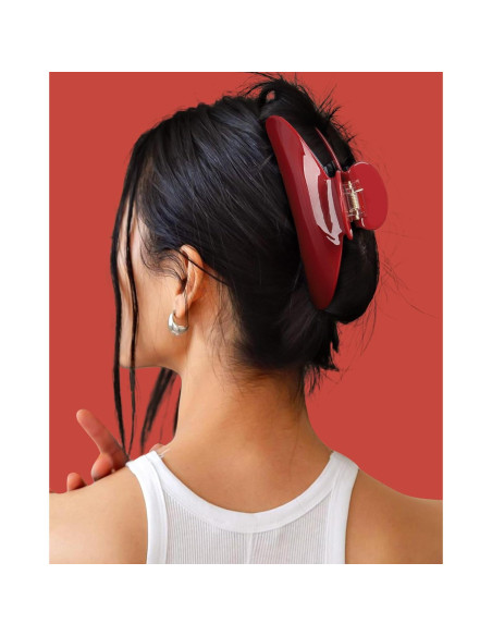 Clip de Acetato HAIMEIKANG 10.16 cm para Cabello Grueso Rojo