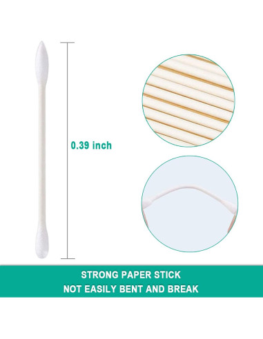 200 Hisopos de Algodón Doble Punta HQSLsund - Envuelto Individualmente