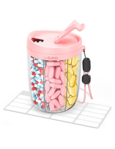 Dispensador de Pastillas AMOOS Rosa 6 Compartimentos Libre de BPA