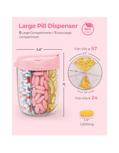 Dispensador de Pastillas AMOOS Rosa 6 Compartimentos Libre de BPA 2