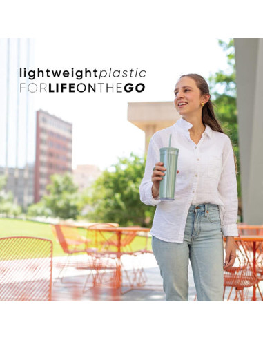 Vaso de Plástico Reutilizable Simple Modern 24oz Blanco