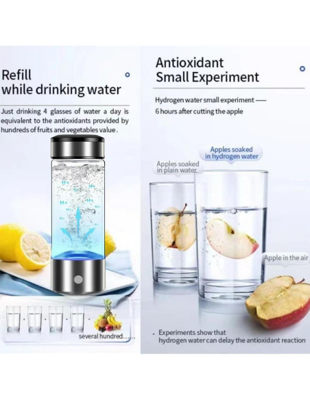 Botella de Agua de Hidrógeno YONGKANG 420ml Libre BPA Plata