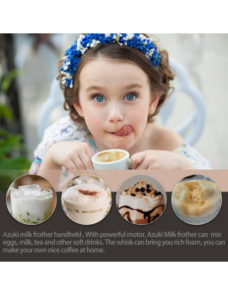Batidor de Leche Eléctrico Azuki MFQ6 - Mezclador Manual para Café