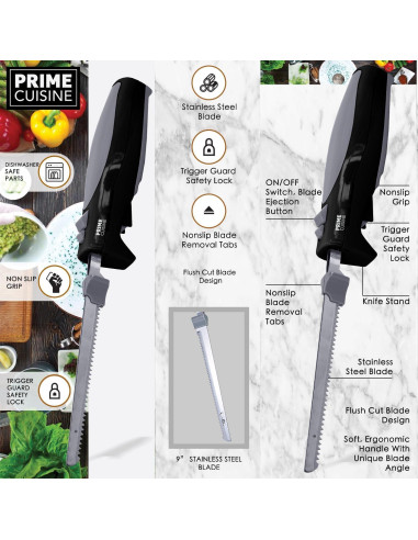 Cuchillo Eléctrico Prime Cuisine 22.86 cm Acero Inoxidable