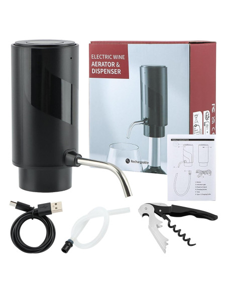 Aireador de Vino Eléctrico CALIDAKA con Cargador USB Negro