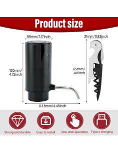 Aireador de Vino Eléctrico CALIDAKA con Cargador USB Negro 2