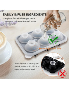 Bandeja de Hielo de Silicona Enachron Rosa 6 Moldes 42mm 2