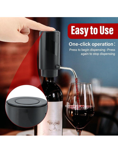 Aireador de Vino Eléctrico CALIDAKA con Cargador USB Negro
