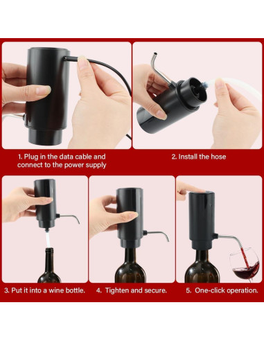 Aireador de Vino Eléctrico CALIDAKA con Cargador USB Negro