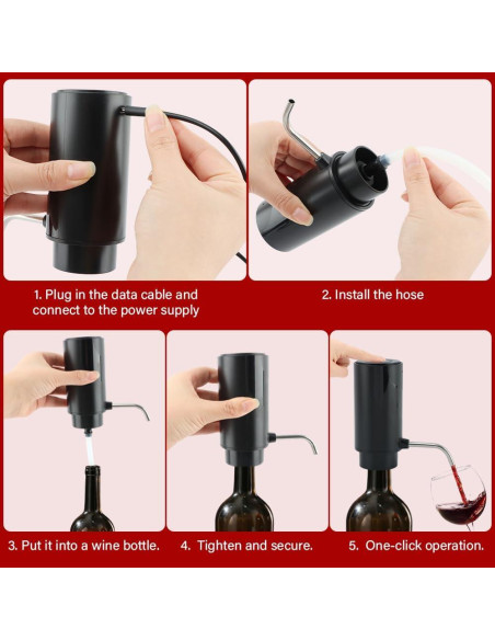 Aireador de Vino Eléctrico CALIDAKA con Cargador USB Negro