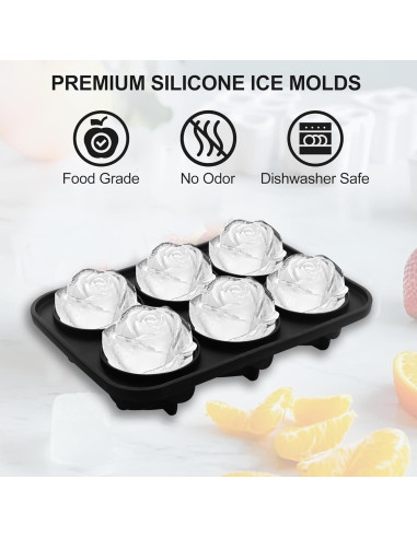 Bandeja de Hielo de Silicona Enachron Rosa 6 Moldes 42mm