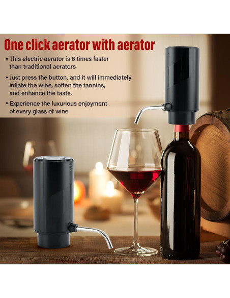 Aireador de Vino Eléctrico CALIDAKA con Cargador USB Negro