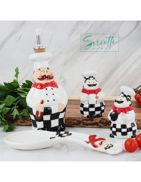 Soporte para cuchara de cerámica Chef Gordo - 29.85x10.16cm