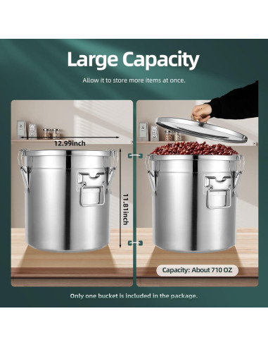 Recipiente Hermético de Acero Inoxidable Fonova 21L para Alimentos