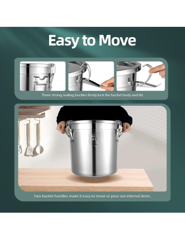 Recipiente Hermético de Acero Inoxidable Fonova 21L para Alimentos