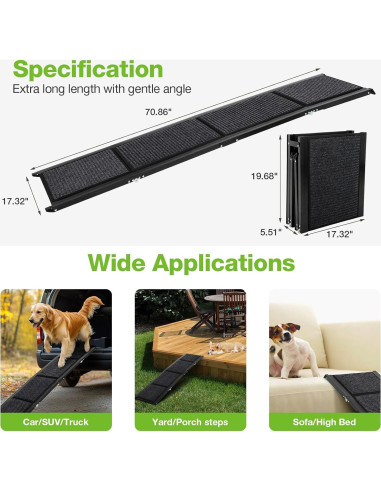 Rampa Plegable para Perros FAHKNS 180 cm Antideslizante