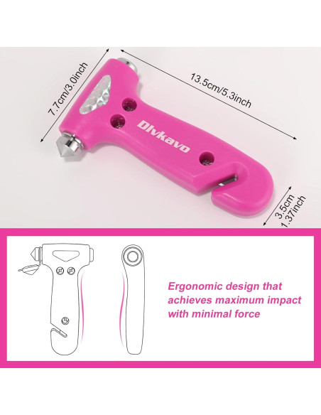 Rompe Ventanas Dlvkavo 3-en-1 Martillo de Seguridad Rosa