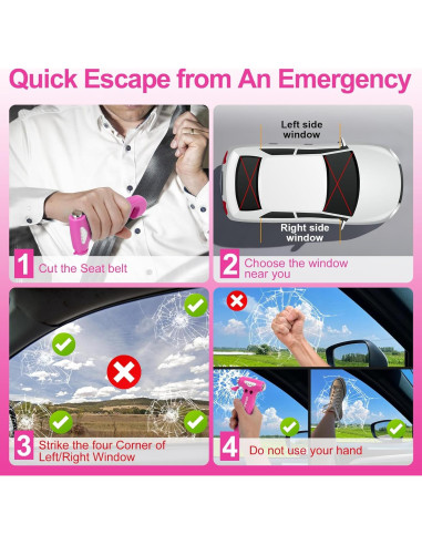 Rompe Ventanas Dlvkavo 3-en-1 Martillo de Seguridad Rosa