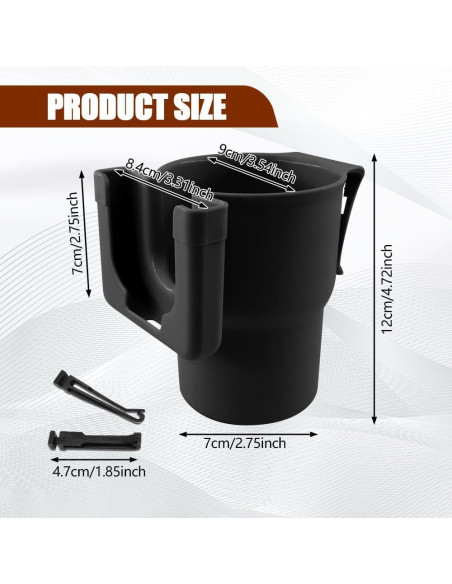 Expansor Soporte Tazas Coche HQRNYP 2-en-1 Negro