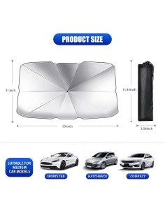 Paraguas Sombra para Parabrisas Sodcay SOZYS-L 140x79cm UV 2