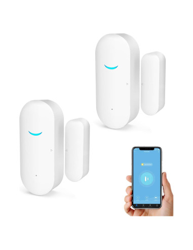 Sensor Inalámbrico de Puerta y Ventana Tuya 2-Pack, Alarma WiFi