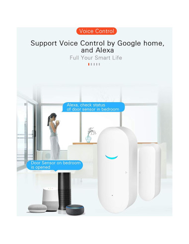 Sensor Inalámbrico de Puerta y Ventana Tuya 2-Pack, Alarma WiFi