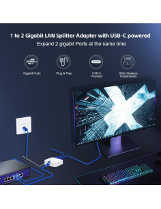 Divisor Ethernet Gigabit YuLinca 1 a 2 RJ45 1000Mbps 2