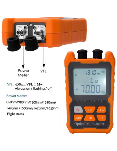 Medidor de Potencia Óptica Portátil Yide OPM-VFL-1 2mW VFL