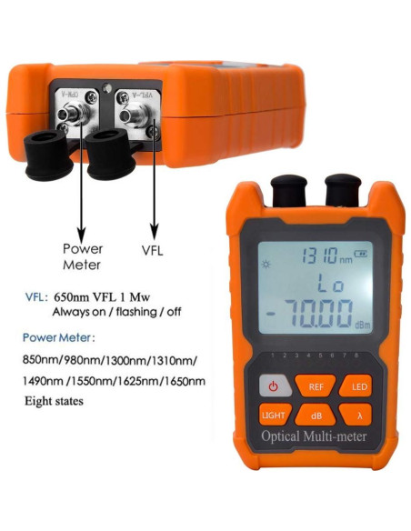 Medidor de Potencia Óptica Portátil Yide OPM-VFL-1 2mW VFL