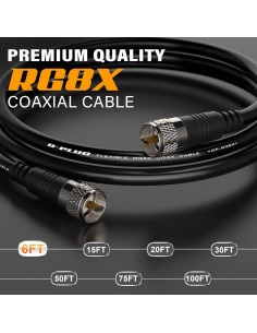 Cable Coaxial RG8X G-PLUG 1.83M 50 Ohm Doble Blindaje PVC 2