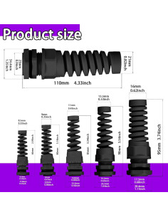 Conectores de Cable Impermeables Swpeet 22Pcs Nylon 3-18mm 2