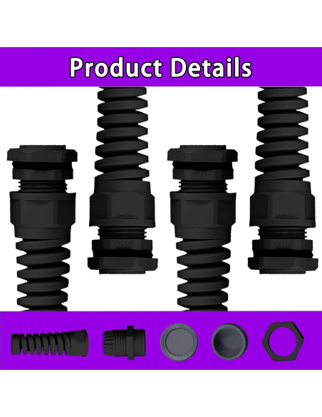 Conectores de Cable Impermeables Swpeet 22Pcs Nylon 3-18mm