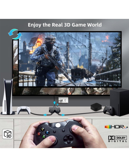 Conmutador HDMI 2.1 XinYaa 8K@60Hz 4K@120Hz Aluminio 2 en 1