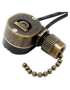 Interruptor de Luz de Cadena de Tirar 2 Hilos Bronce CeilingFanSwitch