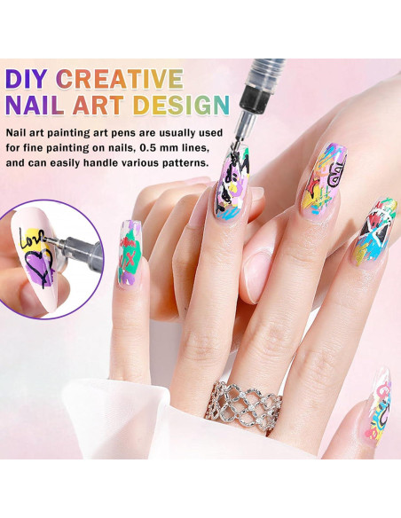 Juego de Bolígrafos para Arte de Uñas IONSGAKO 12 Colores 0.5mm