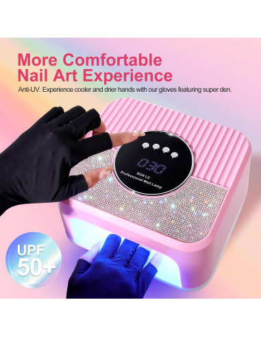 Lámpara de Uñas UV LED LimeGirl L5 Rosa con Guantes UV