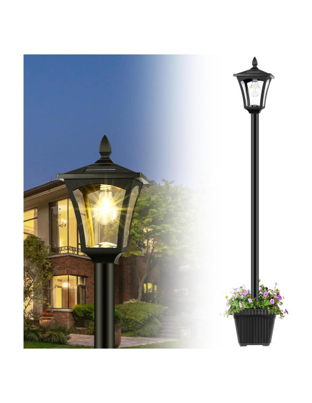 Lámpara Solar Exterior Derynome 162.56cm con Maceta IP45