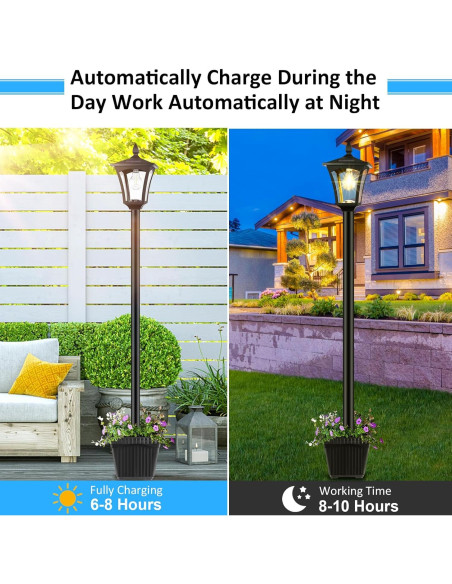 Lámpara Solar Exterior Derynome 162.56cm con Maceta IP45