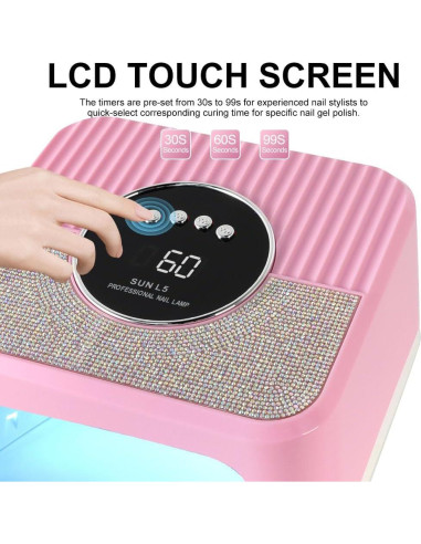 Lámpara de Uñas UV LED LimeGirl L5 Rosa con Guantes UV