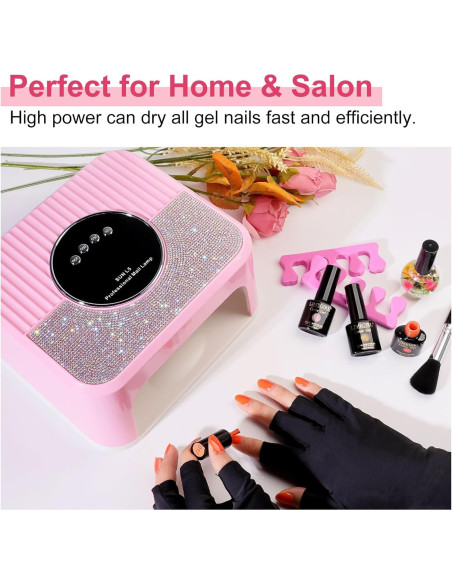 Lámpara de Uñas UV LED LimeGirl L5 Rosa con Guantes UV