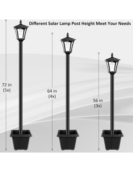 Lámpara Solar Exterior Derynome 162.56cm con Maceta IP45