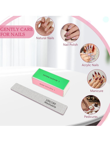 Juego de Lima y Bloque de Pulido de Uñas LNAUJS Rosa