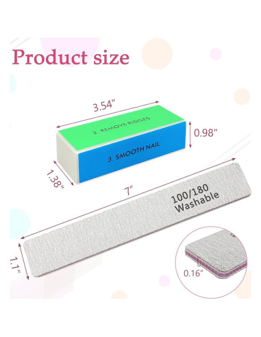 Juego de Lima y Bloque de Pulido de Uñas LNAUJS Rosa