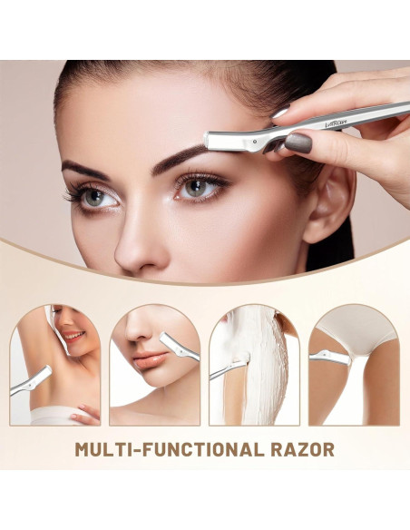 Rasuradora de Cejas LuottsCare con 10 Cuchillas y Funda