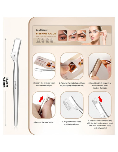 Rasuradora de Cejas LuottsCare con 10 Cuchillas y Funda