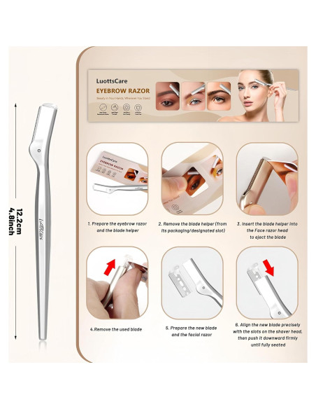 Rasuradora de Cejas LuottsCare con 10 Cuchillas y Funda