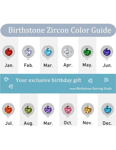 Pendientes de Clip de Piedra de Nacimiento LOYALLOOK - 12 Pares